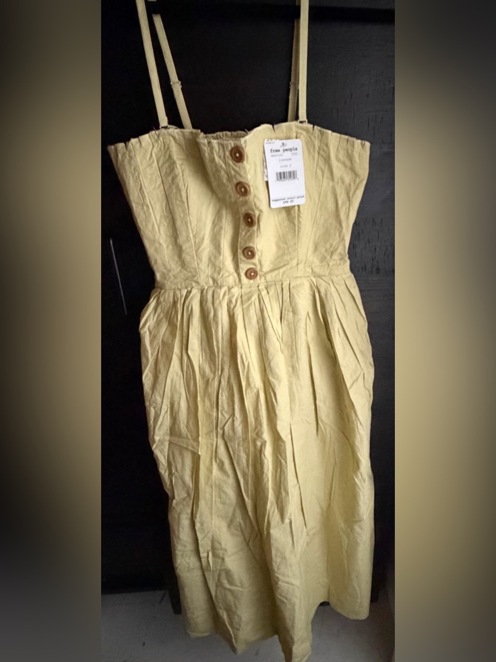 Free People Pale Limeade New Summer Dress with Button Front